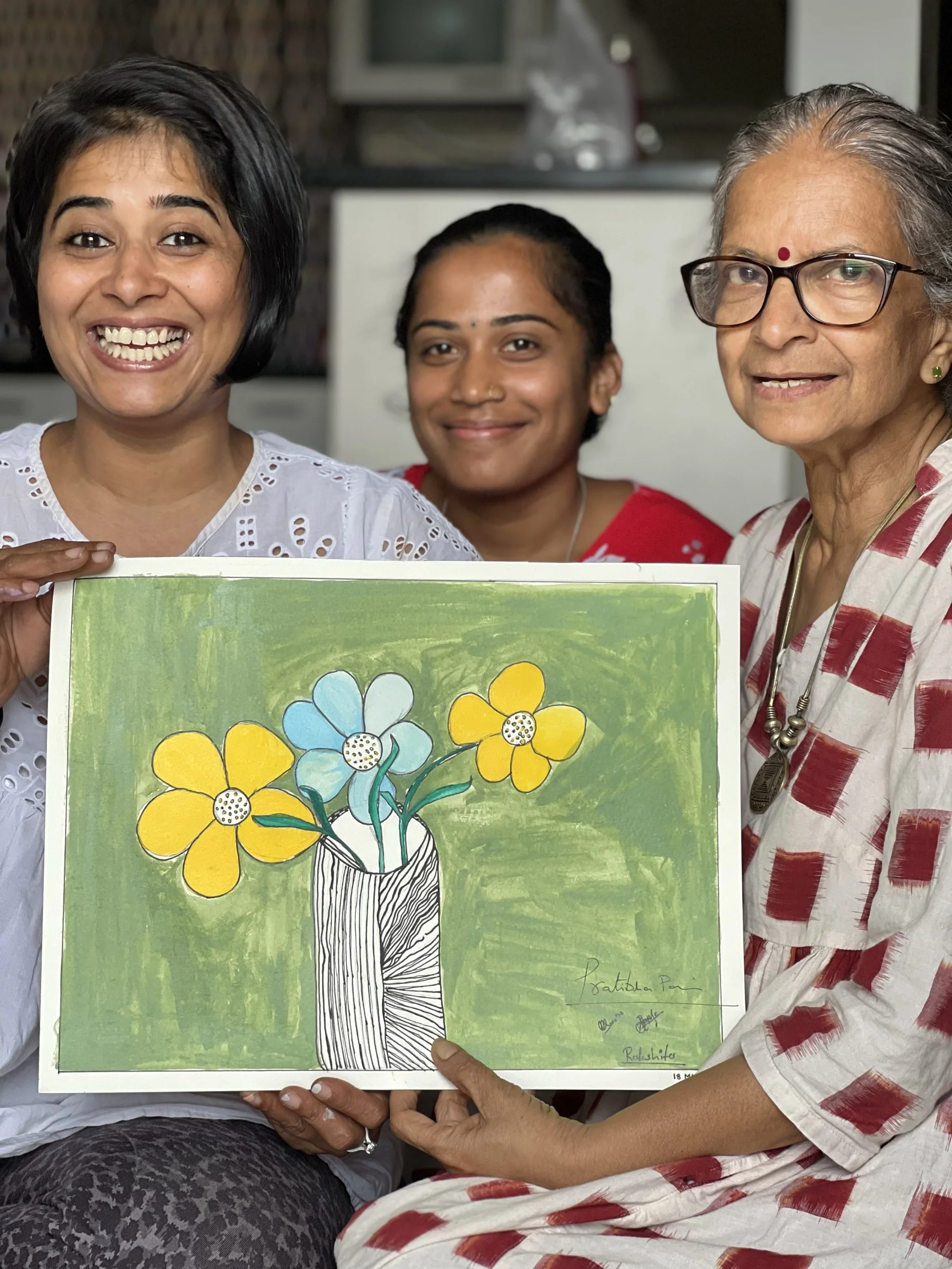 ElderWorld care buddy providing companionship and social connection to elderly parent in home setting